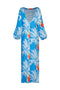 Saman Maxi Linen Dress / Turquoise Palms