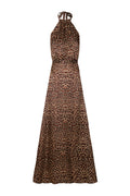 Magdalena Silk Satin Dress / Jaguar Print