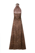 Magdalena Silk Satin Dress / Jaguar Print