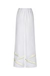 San Benito Embroidered Linen Pants / White