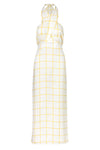 Costa del Sol Linen Maxi Dress / Yellow Squares