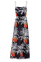 La Polera Linen Maxi Dress Embroidered / Black Palms