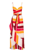 Sophia Linen Maxi Dress / Fucsia Stripes