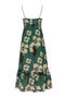 Maria Linen Midi Dress / Emerald Green Maxi Ivory Flowers