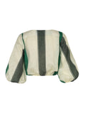 Beatrice Linen Top / Green Ivory Stripes