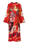 Hojarasca Silk Midi Tunic Dress / Red Moonlight Garden