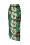 Mapara Cotton Silk Skirt / Emerald Green Maxi Ivory Flowers