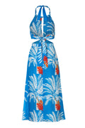 San Agustin Linen Midi Dress / Turquoise Palms