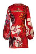 Hojarasca Silk Mini Tunic Dress / Red Moonlight Garden