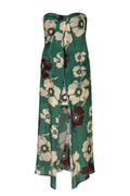 Bardot Cotton Silk Midi Dress / Emerald Green Maxi Ivory Flowers