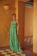 Costa Pacifica Linen Dress / Green Stripes