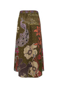 Beatrice Silk Midi Skirt / Olive Moonlight Garden