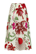 Ornella Maxi Linen Skirt / Fuchsia Garden