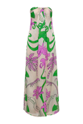 Bardot Maxi Silk Dress / Violet Garden