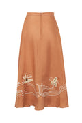 Capri Linen Embroidered Skirt / Salmon