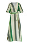 Ermita Wrap Linen Dress / Green Stripes