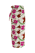 Capurgana Linen wrap around Skirt / Fuchsia Flowers