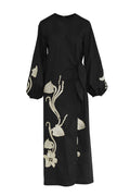 Hojarasca Cotton Embroidered Tunic Dress / Black