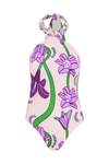 Torre Del Cielo Embroidered One Piece / Beige Violet Flowers