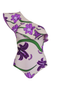 Tucan One Piece / Beige Violet Flowers