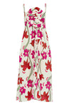 Amore Mio Linen Dress / Fuchsia Flowers