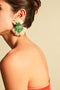 Model wearing Lucia Earring Green Beige by Juan de Dios Swimwear