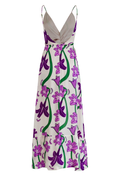 Sabina Silk Dress / Violet Flowers