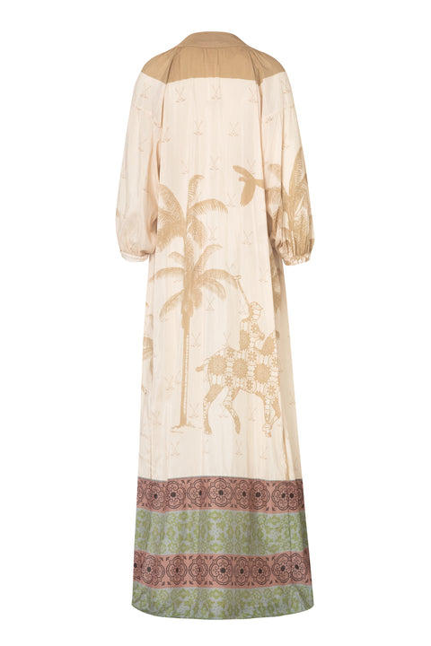 Chavela Cotton-silk Tunic / Ivory Palms